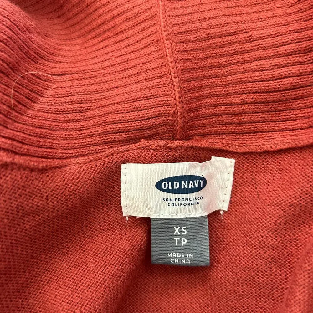 Old Navy Open-Front Rib-Knit Cardigan Womens XS Red/Orange Cozy Lounge Travel